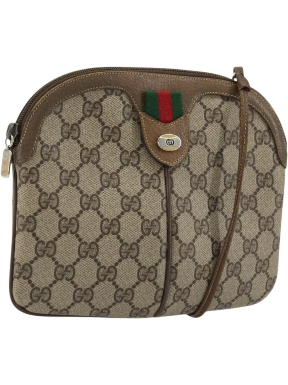 GUCCI GG Supreme Web Sherry Line Bag PVC Beige Gold 98 02 047